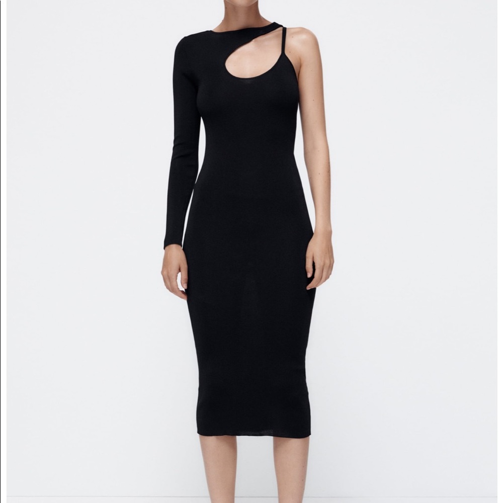 Zara cut out knit dress in black